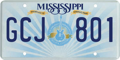 MS license plate GCJ801