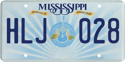 MS license plate HLJ028