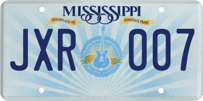 MS license plate JXR007