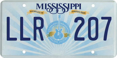 MS license plate LLR207