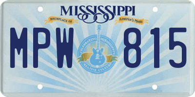MS license plate MPW815