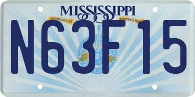 MS license plate N63F15
