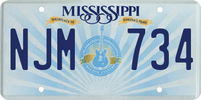 MS license plate NJM734