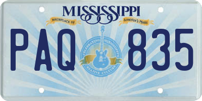 MS license plate PAQ835