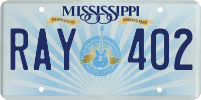 MS license plate RAY402