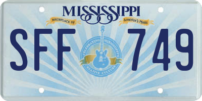 MS license plate SFF749