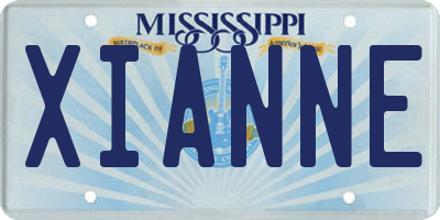 MS license plate XIANNE