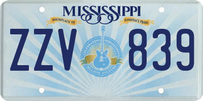 MS license plate ZZV839