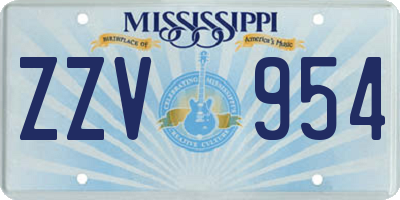 MS license plate ZZV954