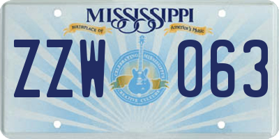 MS license plate ZZW063