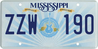 MS license plate ZZW190