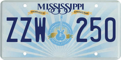 MS license plate ZZW250