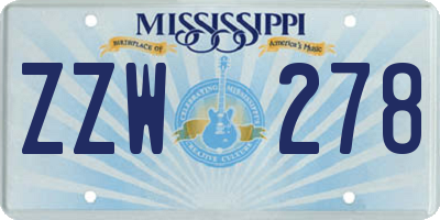 MS license plate ZZW278