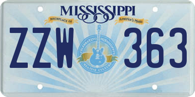MS license plate ZZW363