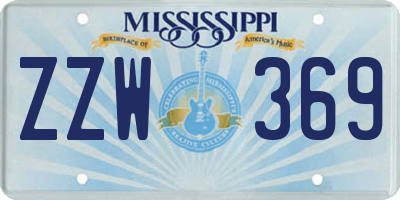 MS license plate ZZW369