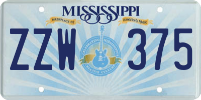 MS license plate ZZW375