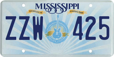 MS license plate ZZW425