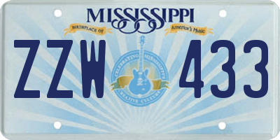 MS license plate ZZW433