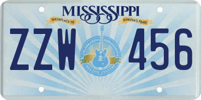 MS license plate ZZW456