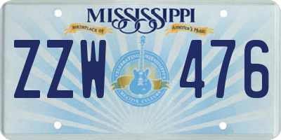 MS license plate ZZW476