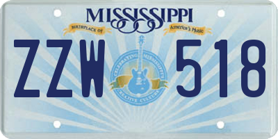 MS license plate ZZW518