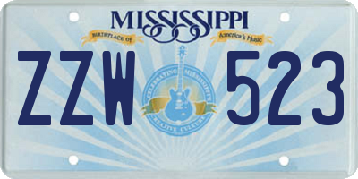 MS license plate ZZW523
