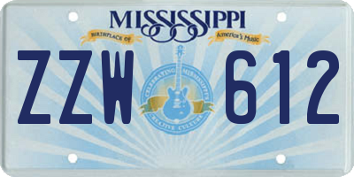 MS license plate ZZW612