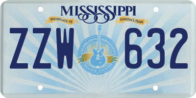 MS license plate ZZW632