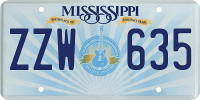 MS license plate ZZW635