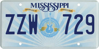 MS license plate ZZW729
