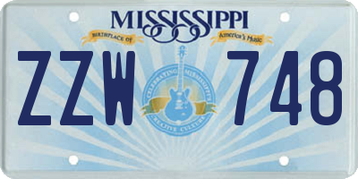 MS license plate ZZW748