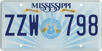 MS license plate ZZW798