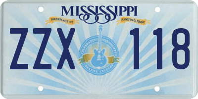 MS license plate ZZX118