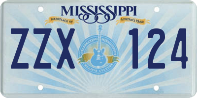 MS license plate ZZX124