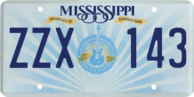 MS license plate ZZX143