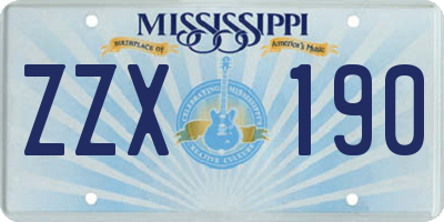 MS license plate ZZX190