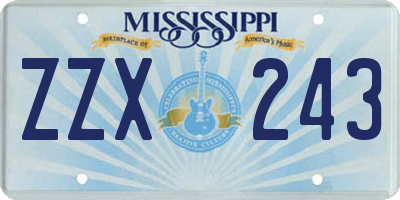 MS license plate ZZX243