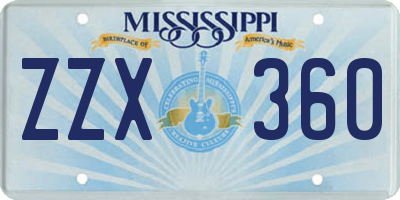 MS license plate ZZX360