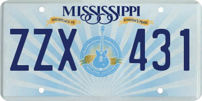 MS license plate ZZX431