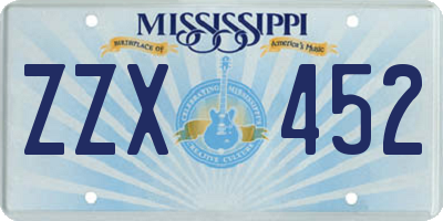 MS license plate ZZX452