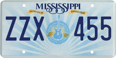 MS license plate ZZX455