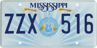 MS license plate ZZX516