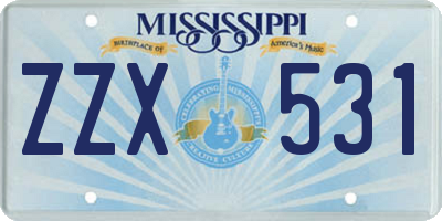 MS license plate ZZX531