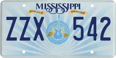 MS license plate ZZX542