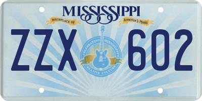 MS license plate ZZX602
