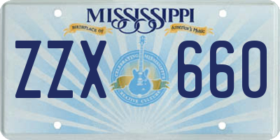 MS license plate ZZX660