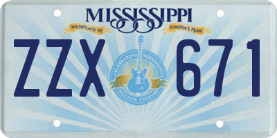 MS license plate ZZX671