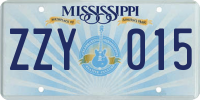 MS license plate ZZY015