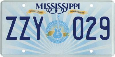MS license plate ZZY029