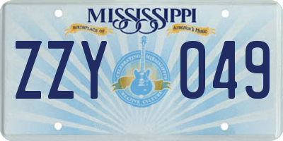 MS license plate ZZY049
